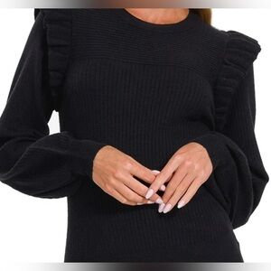&Merci Black Ribbed Sweater